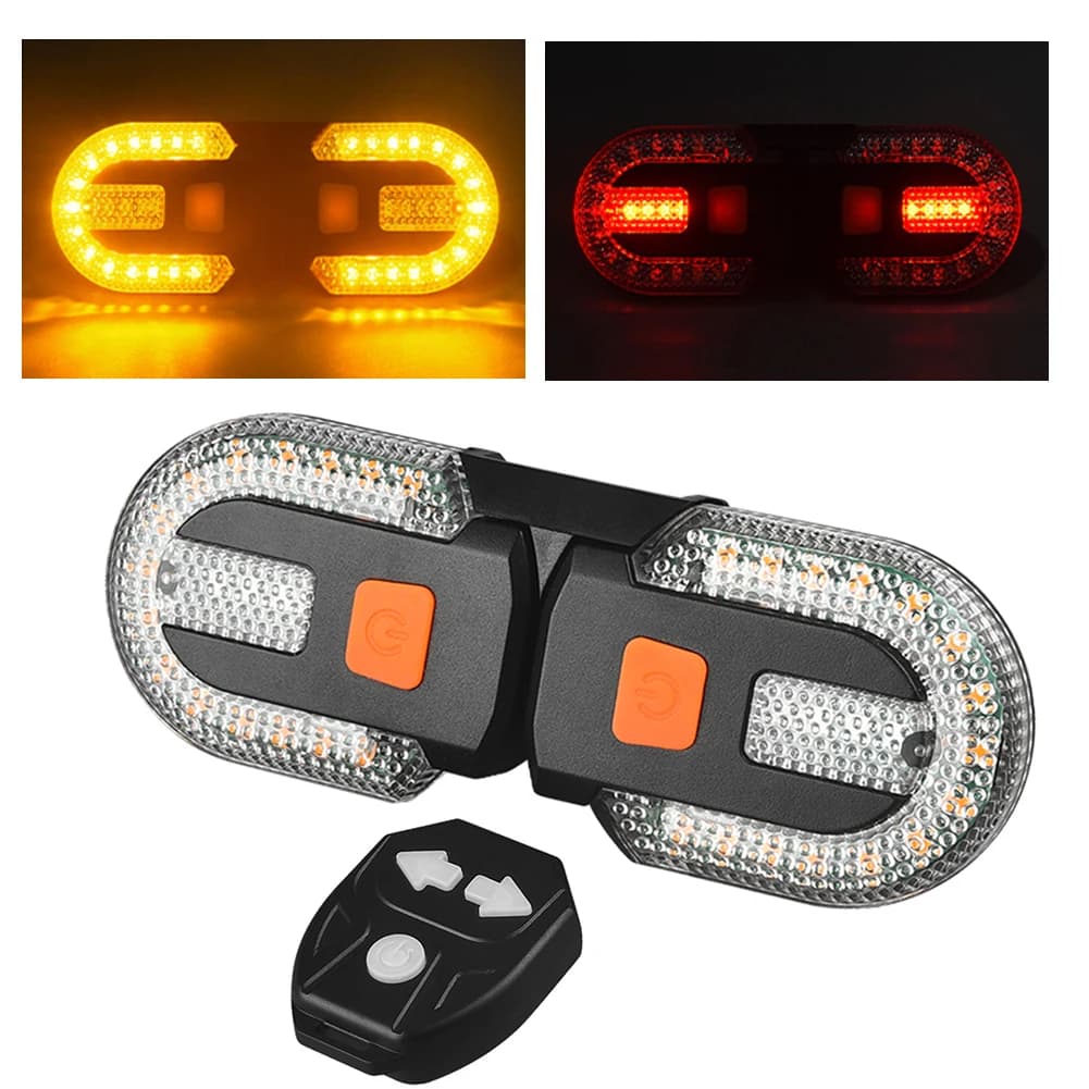 Luce di Segnalazione per Bicicletta con Telecomando Wireless, Luce Posteriore Ricaricabile USB, Luce di Avvertimento per Ciclismo, Accessori per Bici