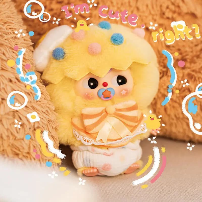 Baby Three Good Baby Series Bambola di peluche in vinile Ciuccio carino Zaino per bambini Portachiavi con ciondolo Ornamento Giocattolo alla moda Scatola misteriosa Regali