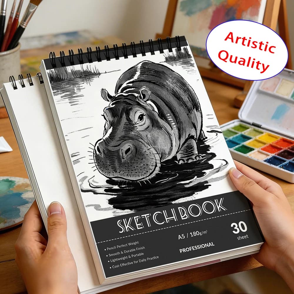 A4/A5 Spiral Sketchbook 180gsm, 30 Sheets, Portable Professional Drawing Pad for Artists, Students, Back to School & Gifting