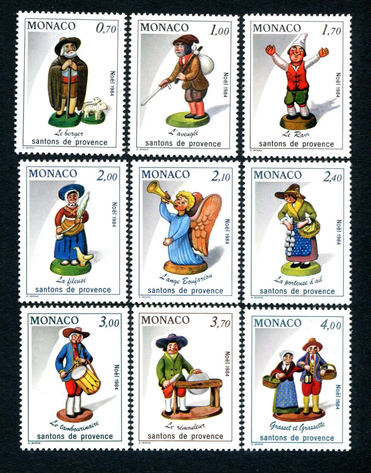 Monaco Post Stamps Postage Y1984 Provence Painted Clay Figure 1 Set 9 New Collectible Postage Stamps Material For Scrapbooking