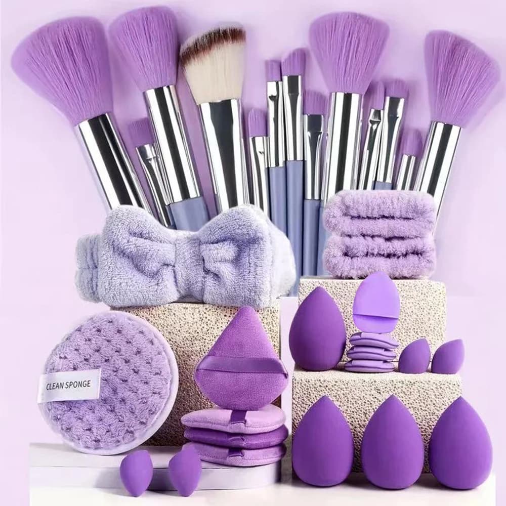 33 Piece Beauty Set, Make-up Kit with Big Sponges and Small for Application and Removing Makeup Without Imperfections, Complete Set