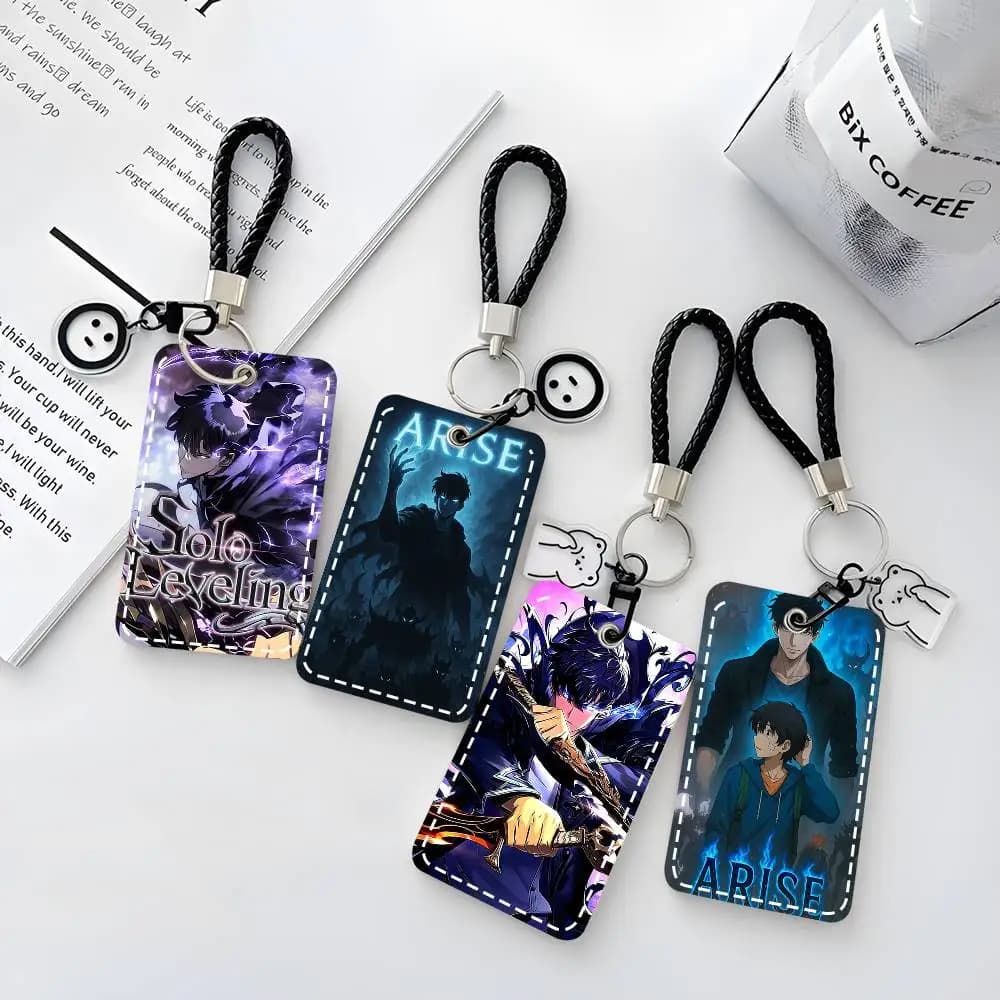 1PC Custodia per carte di livellamento singolo Portachiavi Borsa per carte di accesso Portachiavi Anello Porta carte in pelle Portachiavi di accesso