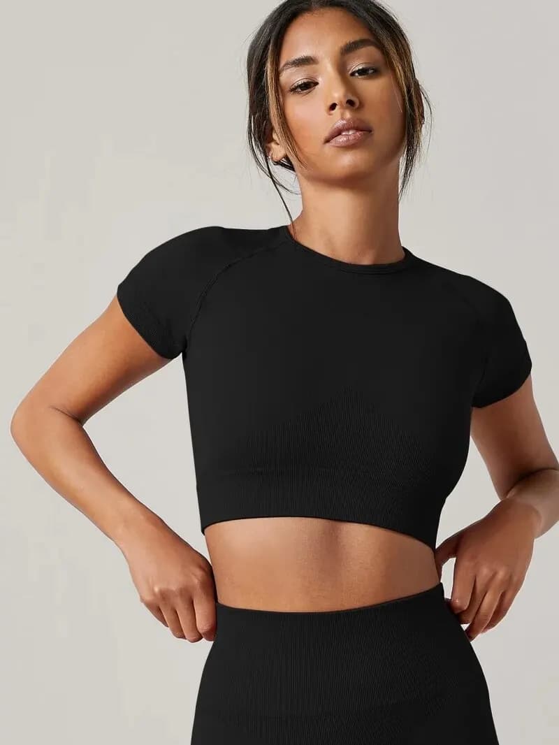 Top da Yoga per donna magliette sportive senza cuciture abbigliamento Fitness maglietta da Yoga a maniche corte Top da palestra Running Active Wear Sport Top