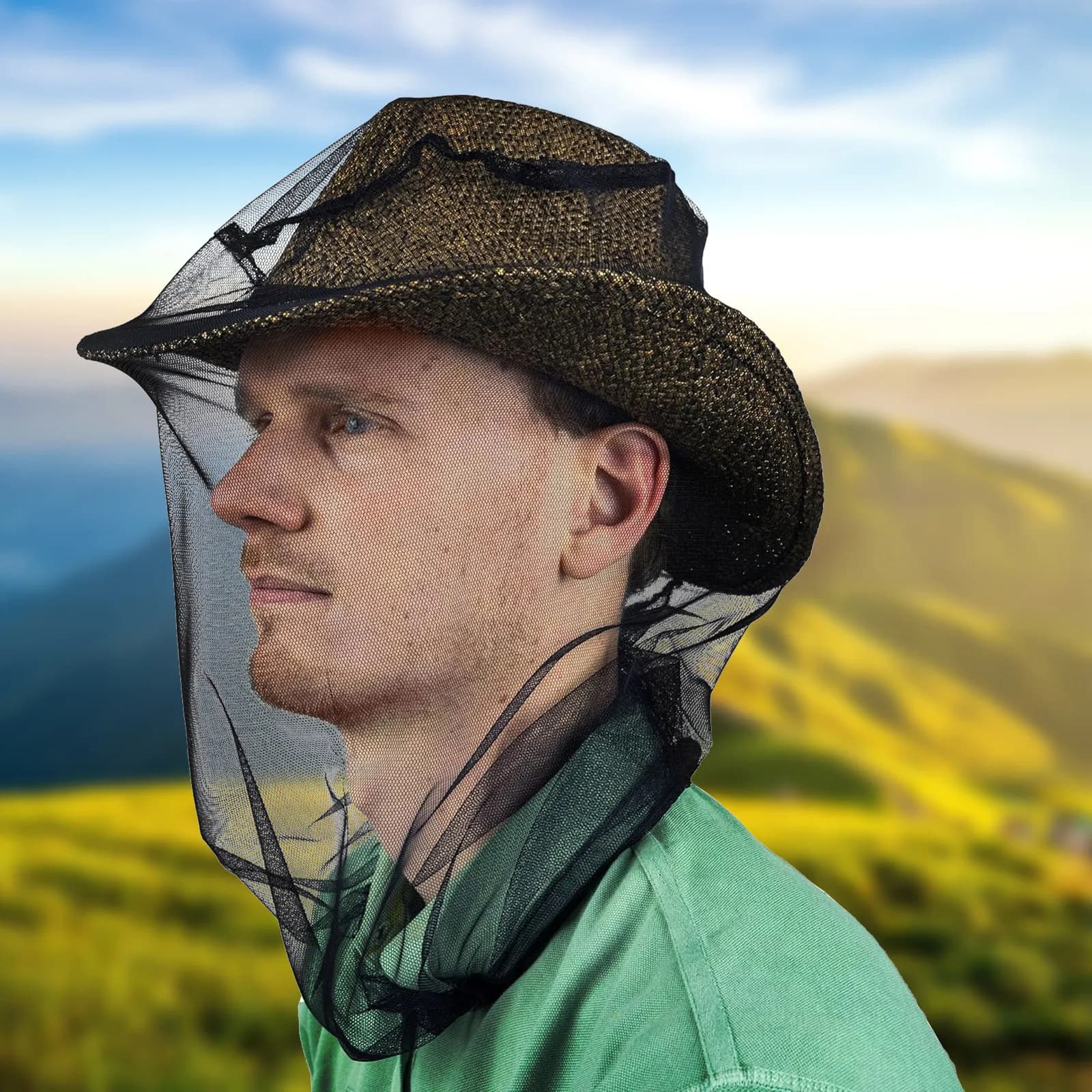 10 pz Cappello da Pesca per Esterni con Protezione Solare e Rete Anti-Insetti per Viso, Cappuccio Protettivo per Escursionismo, Campeggio, Giardinaggio