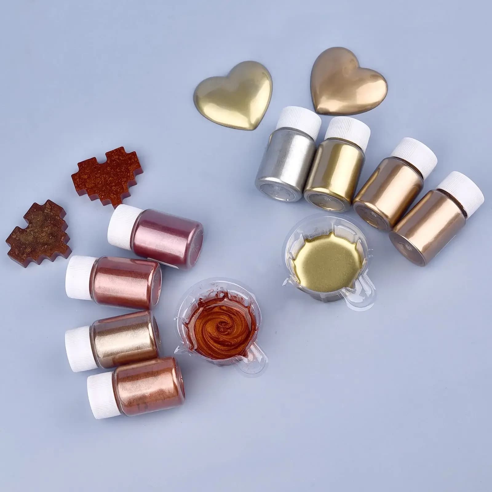 Pigmento Colorante Metallizzato Oro e Argento 20ml, Colorante Perlescente, Pigmento Perlato per Resina UV, Epossidica, Creazione di Gioielli