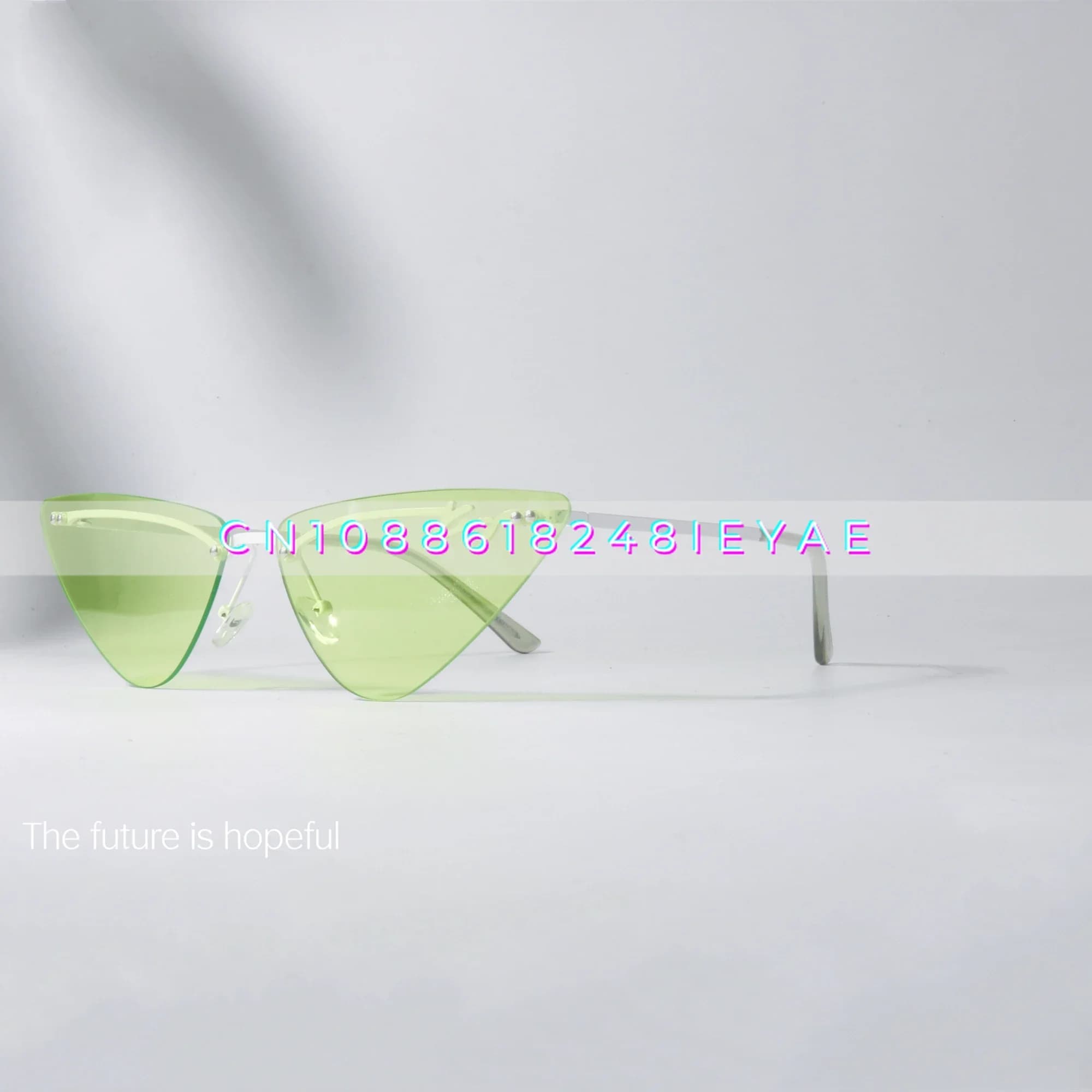 Sunglasses with fresh avocado UV400 Protection Custom avant-garde sunglasses with cat eye triangle without frame
