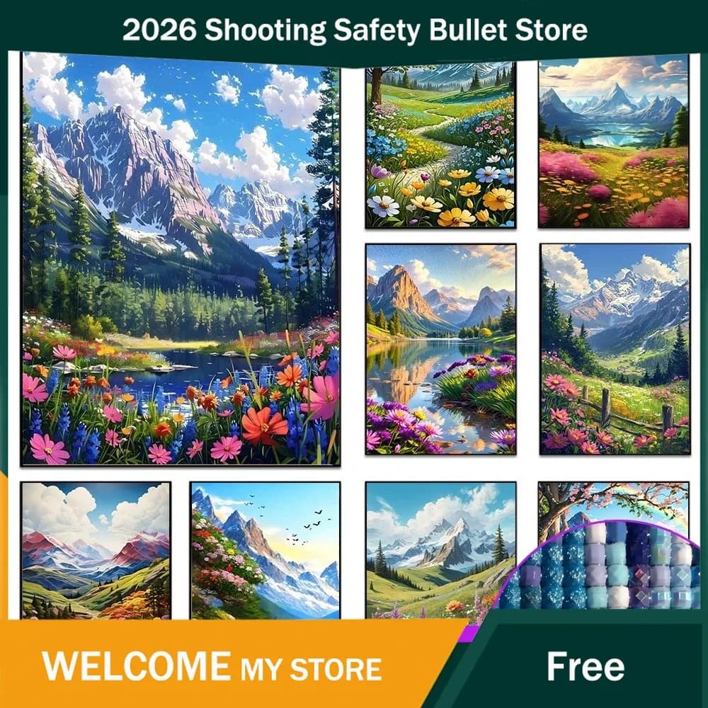 Fairy Dust AB Natural Scenery 5D Diamond Painting Kits Mountain And Flowers Landscape DIY Drills Mosaic Embroidery Cross