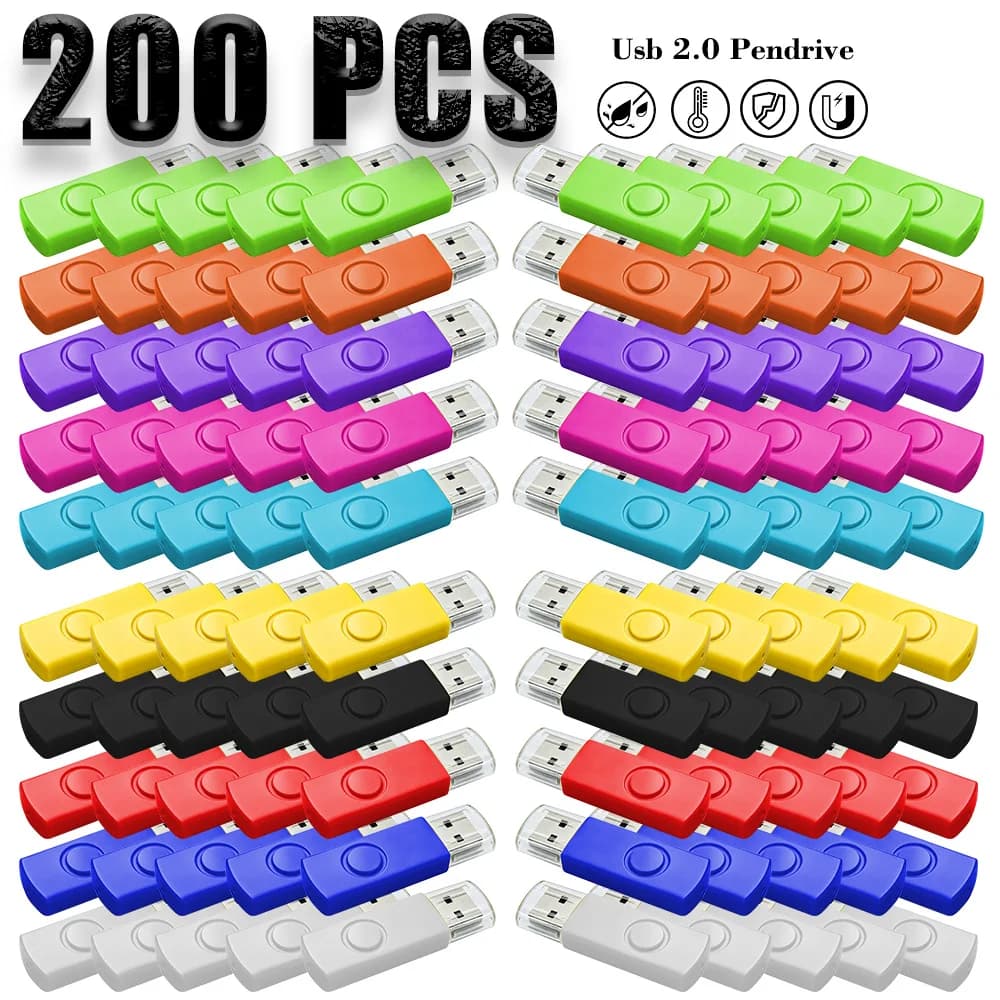 200 Pezzi Chiavetta USB Colorata 1GB 2GB 4GB 8GB 16GB 32GB 64GB Pendrive Memory Stick Regalo Personalizzazione LOGO Gratuita