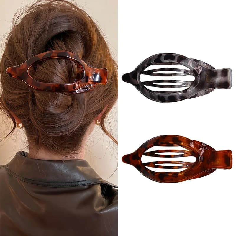2pcs/3pcs New Large Hair Claw Clip Simple Bun Maker Duckbill Hair Clip for Ponytail Updo Leaf Shape Grab Hairclips for Women