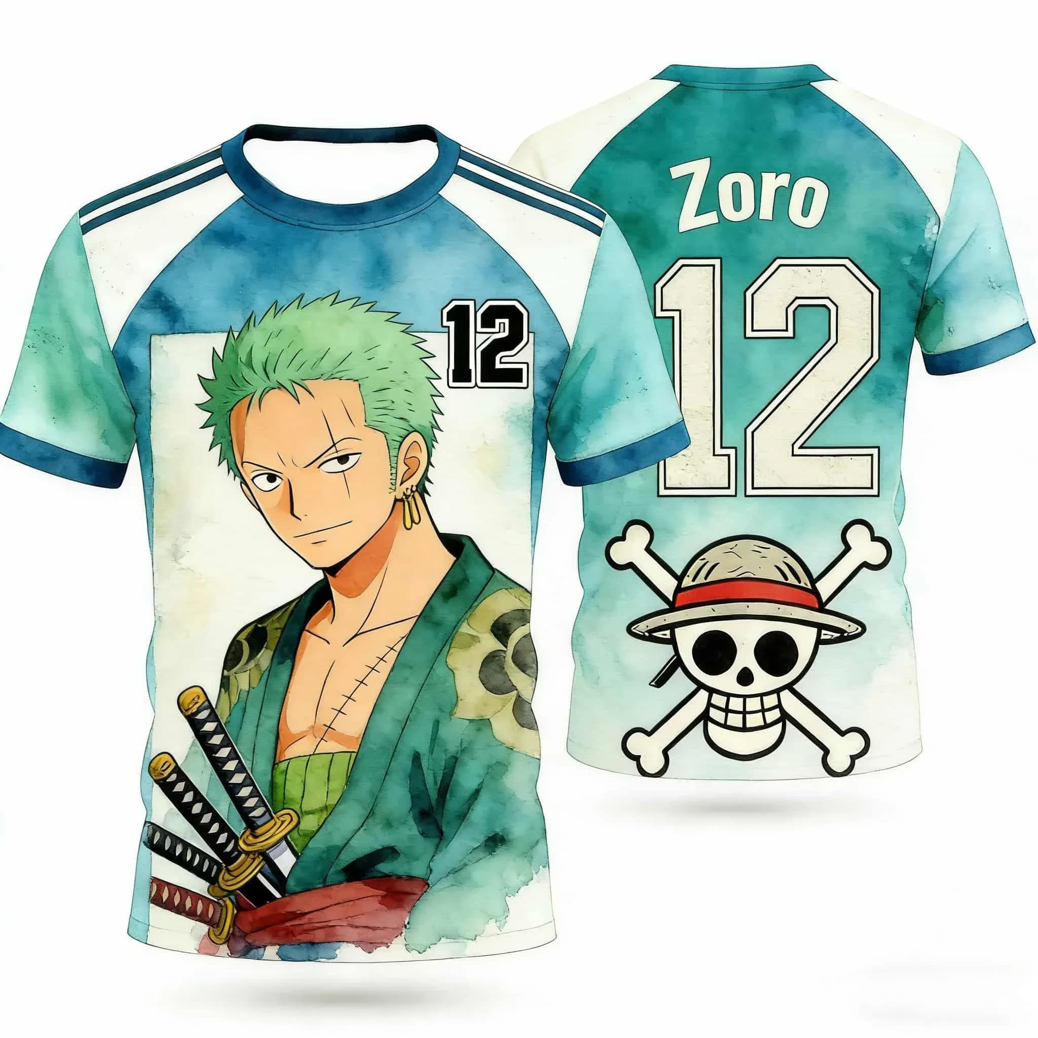 T-shirt casual da uomo in un unico pezzo Zoro con stampa moderna, abbigliamento per ragazzi, ragazze, manica corta, maglia da uomo traspirante estiva