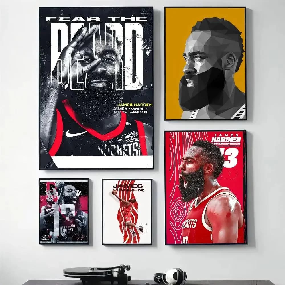 Pc James Harden Basketball Poster HD Wall Art per la casa, camera, bar, caffetteria, decorazioni moderne con stampe sportive