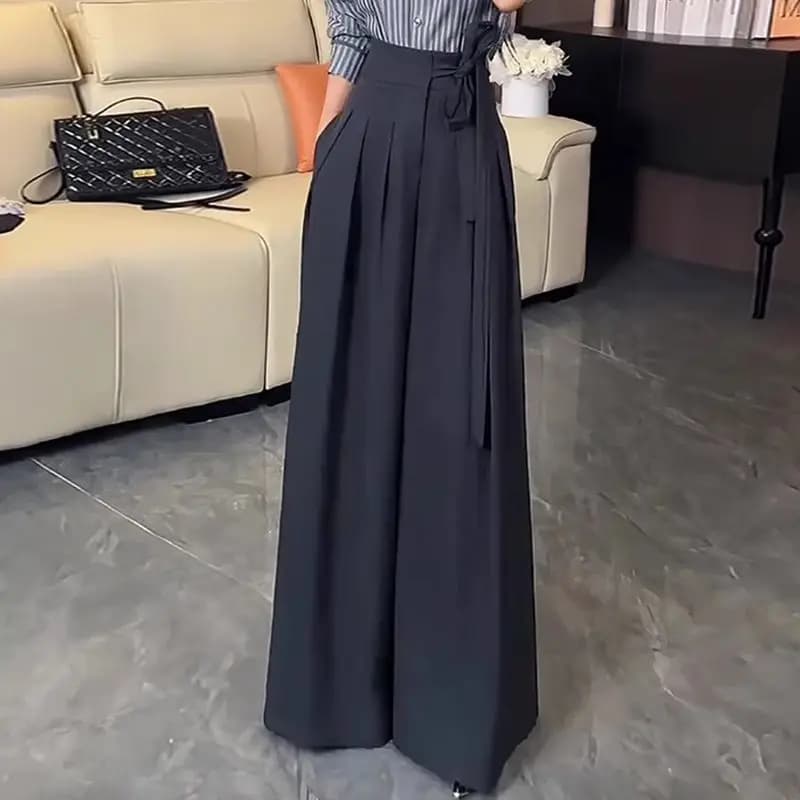 Nuovi pantaloni casual a vita alta primavera/autunno da donna con cintura e pantaloni a gamba dritta