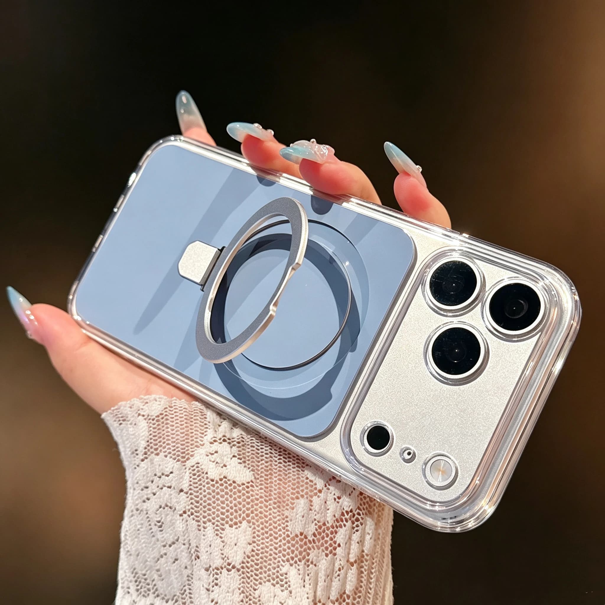 Holder Magnetic Phone Case For Iphone 12 13 14 15 16 17 18 Pro Max Finger Ring Stand Phone Cover For Magsafe Wireless Charging