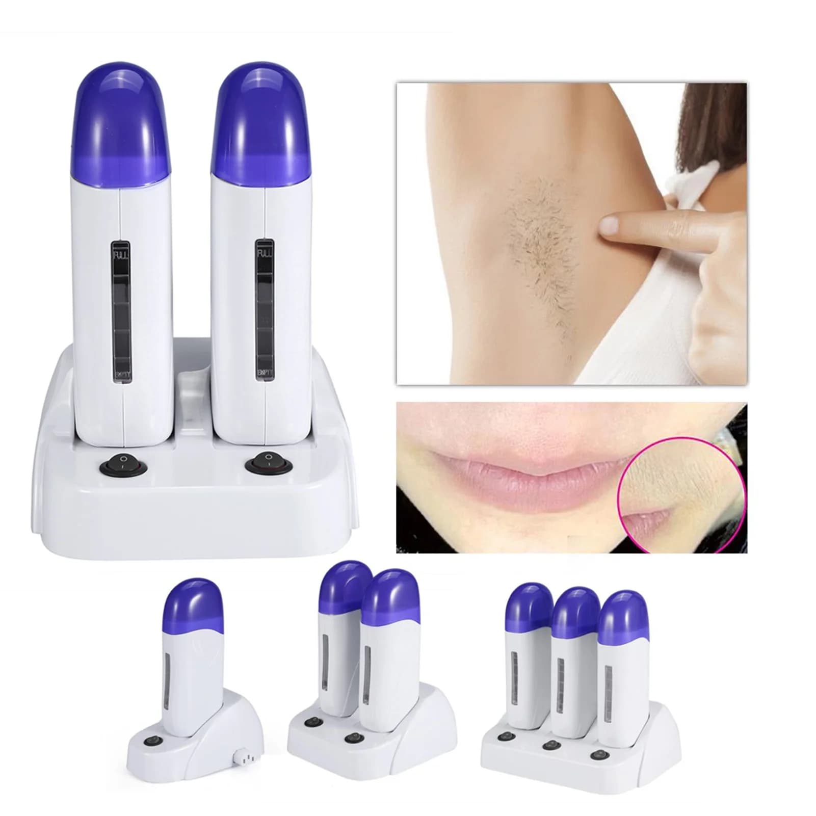 3 tipi di cartuccia di cera depilatoria rullo scaldino riscaldatore ceretta macchina per la depilazione del corpo cartuccia di cera riscaldatore cartuccia rullo di cera