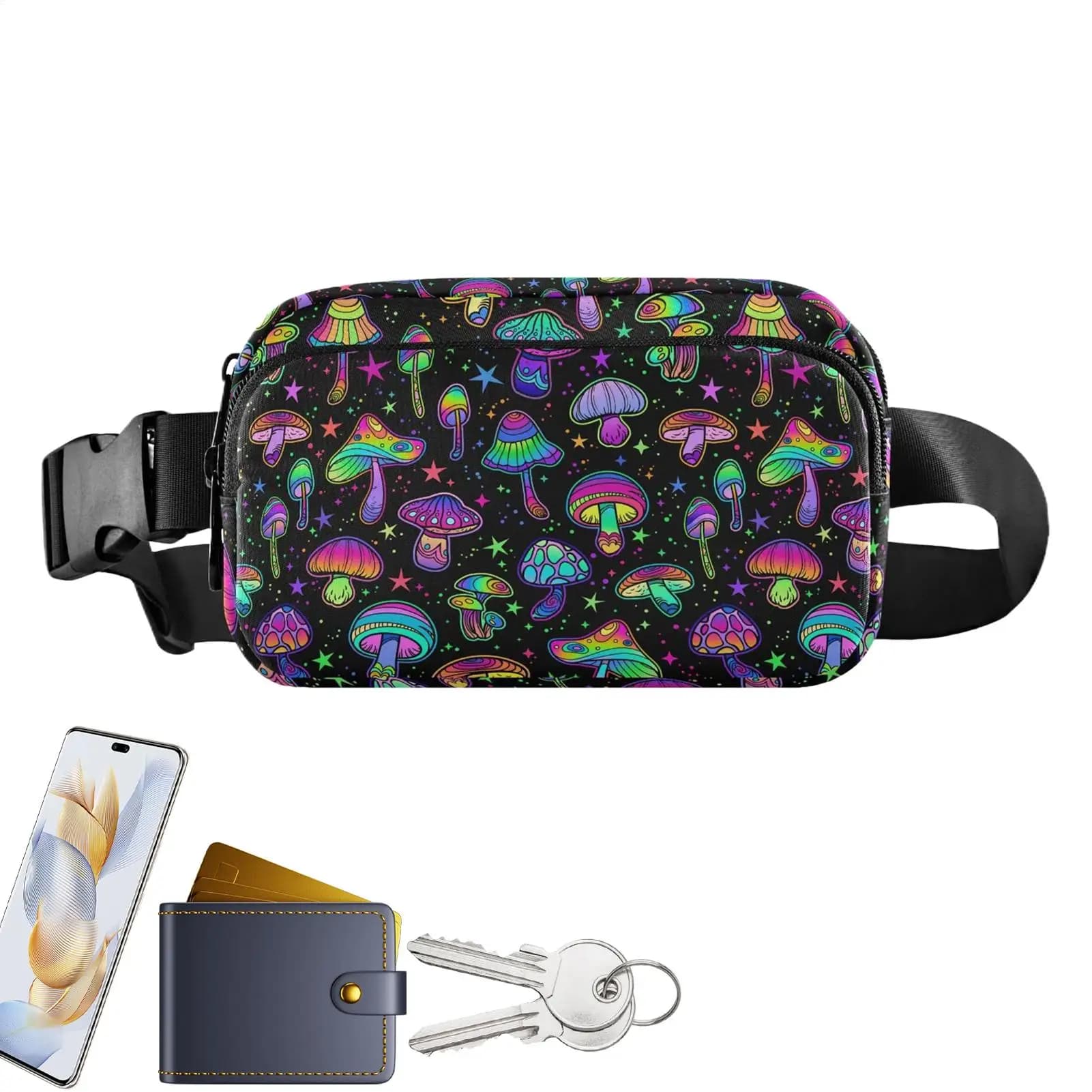 Fanny Packs For Women Adjustable Strap Reflective Pouch Zipper Unisex Running Belt Bag For Mobile Phone Hiking Casual Tissue