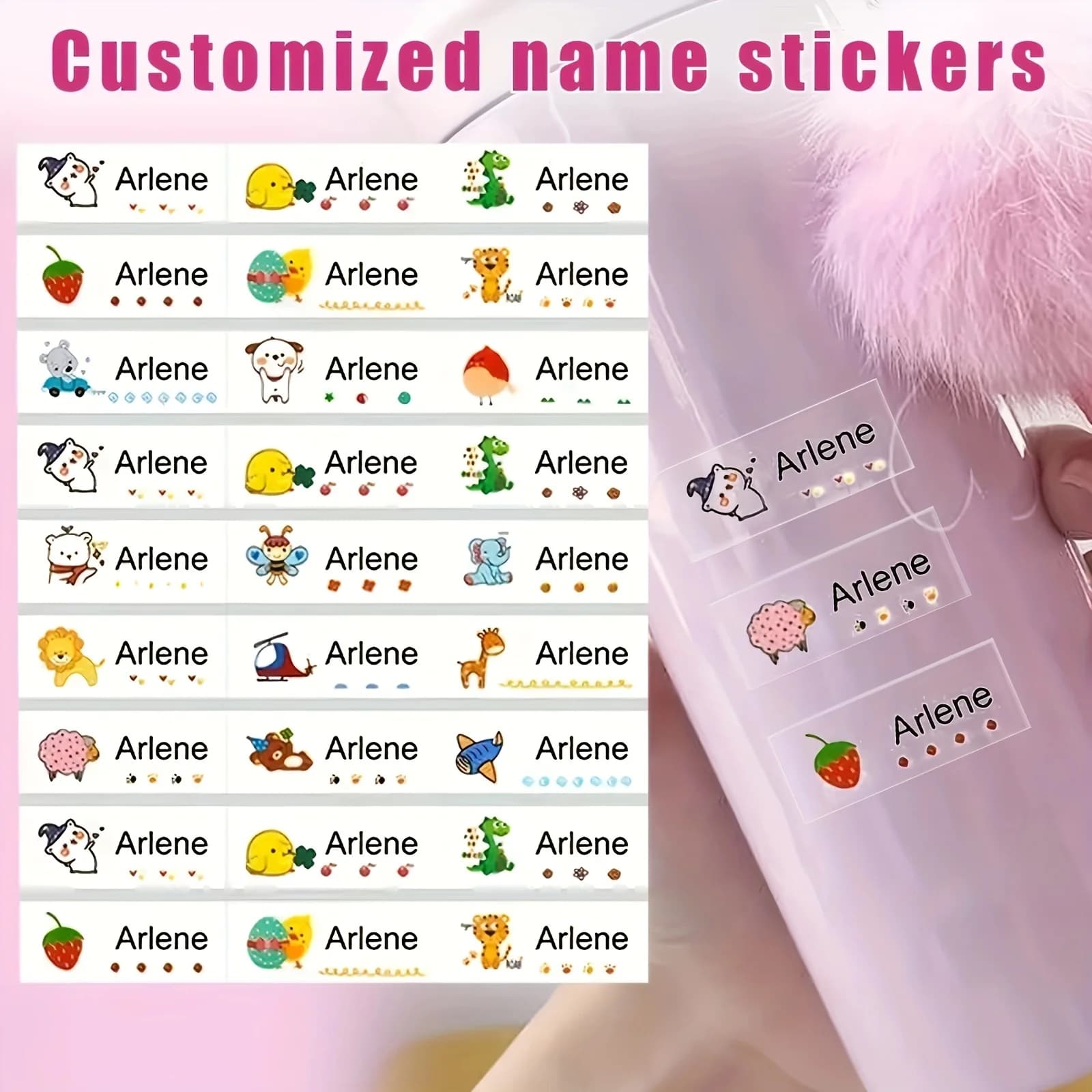 Personalized Label Stickers-T1-Custom Name Stickers for Water Bottles, Cups, Children's Stationery, TTransparent & Waterproof