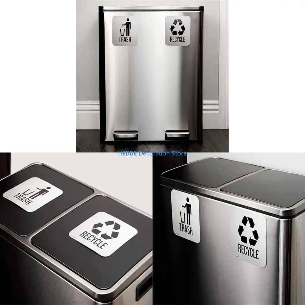 B0KC 2Pcs Sorting Sign Trash and Recycle Sticker Garbage Bin and Waste Basket Label