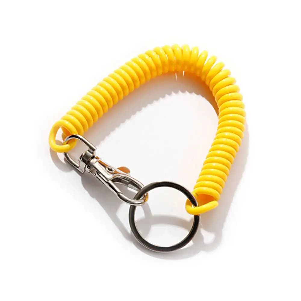 Moschettone in metallo Cordino a molla elastico Portachiavi con corda a molla anti-smarrimento Portachiavi elasticizzato a spirale Portachiavi con chiusura a spirale Bobina da polso