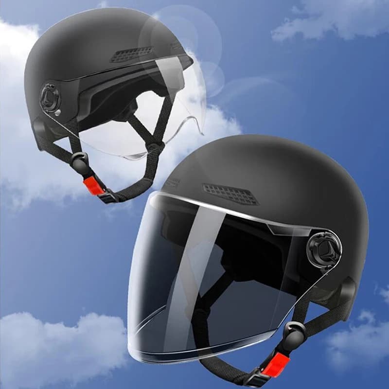 NUOVO Casco da Bicicletta Elettrica e Moto per Adulti, Certificato 3C, con Occhiali Protettivi, Design Cartoon, per Uomo e Donna