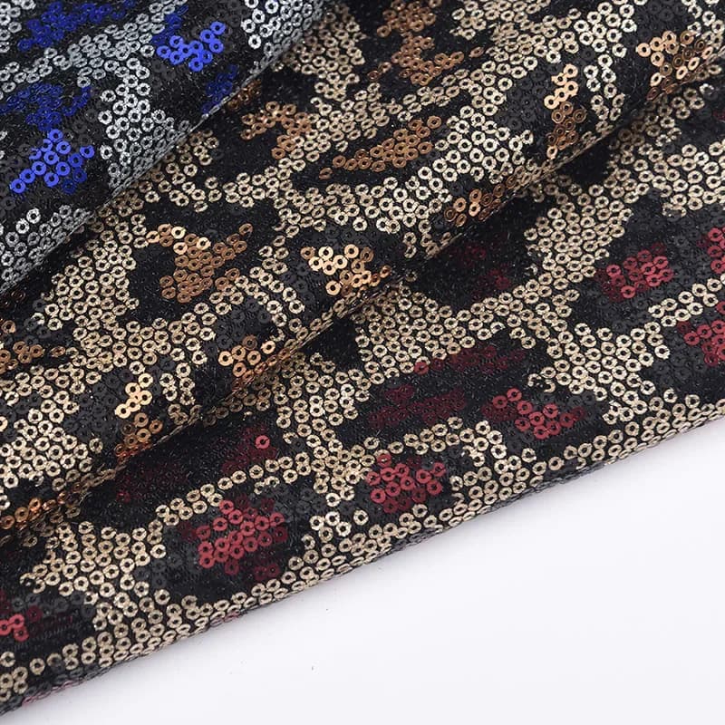 3mm Encryption Leopard Print Sequin Mesh Embroidered Fabric European American Performance Dress for Diy Sewing Decorative Cloth