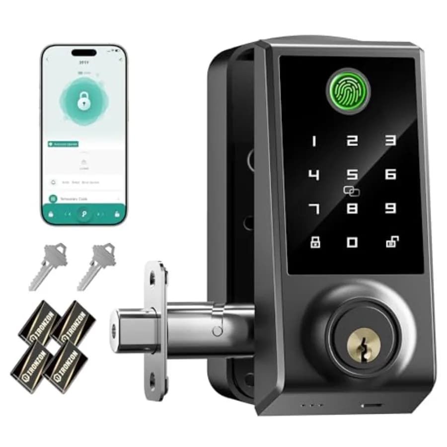 Serratura Intelligente con Tastiera Touch Screen e Impronta Digitale per Porta d'Ingresso, Sistema di Accesso Senza Chiave 5-in-1