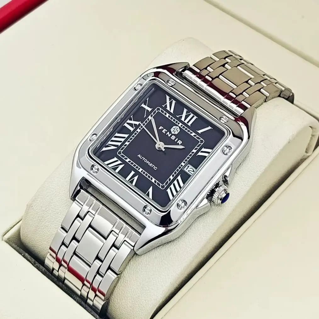 Orologio al quarzo di lusso di alta gamma da uomo, con calendario, cinturino in acciaio inossidabile, elegante orologio da uomo quadrato di lusso, orologio da polso da uomo alla moda, casual, versatile e di tendenza, orologio da uomo elegante di alta gamma, la prima scelta per il lavoro, le attività quotidiane, gli appuntamenti e come regalo.