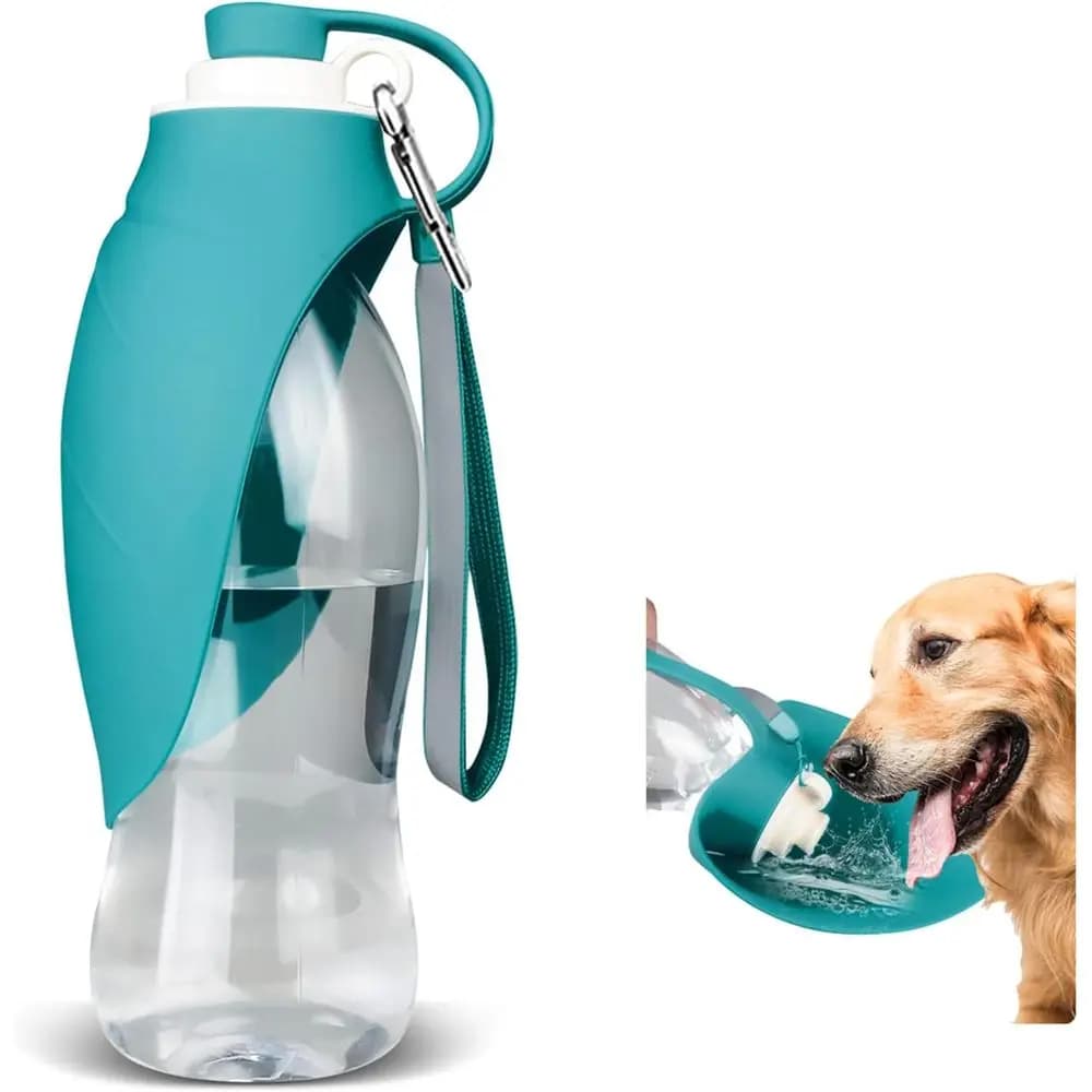 Dog Water Bottle, Walking Pet Water Dispenser Container Portable with Drinking Cup Bowl Outdoor Hiking, Travel, Puppy, Cats, Ham