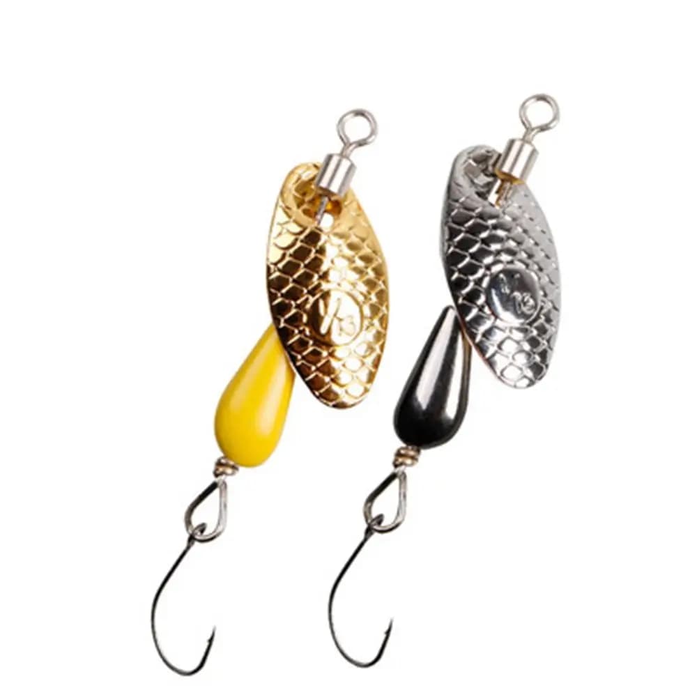Esche da Pesca in Metallo con Paillettes 2.8g 4.5g 7g, Crankbait con Amo Singolo/Amo Triplo, Cucchiaino Rotante