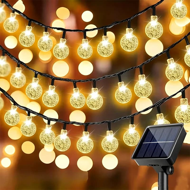 1PCS Solar Crystal Globe LED Luci della stringa 20/60 LED 8 modalità di illuminazione Fata Luce Ghirlanda di Natale per la decorazione della festa in giardino