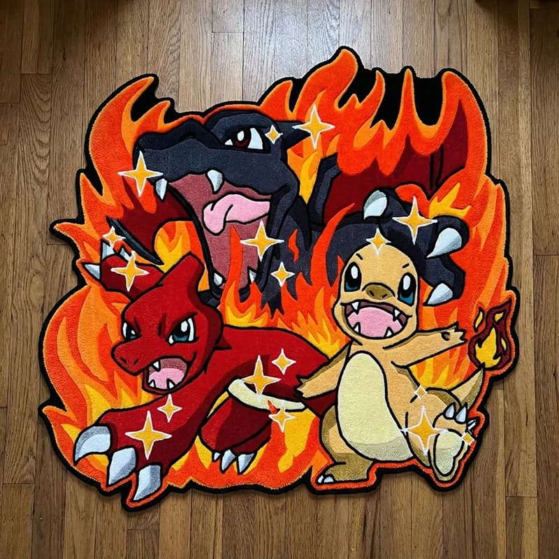 Pokemon Charizard Family Design Carpet Bedroom Living Room Children's room Anti-slip decorative carpet Collection Birthday gift carpet