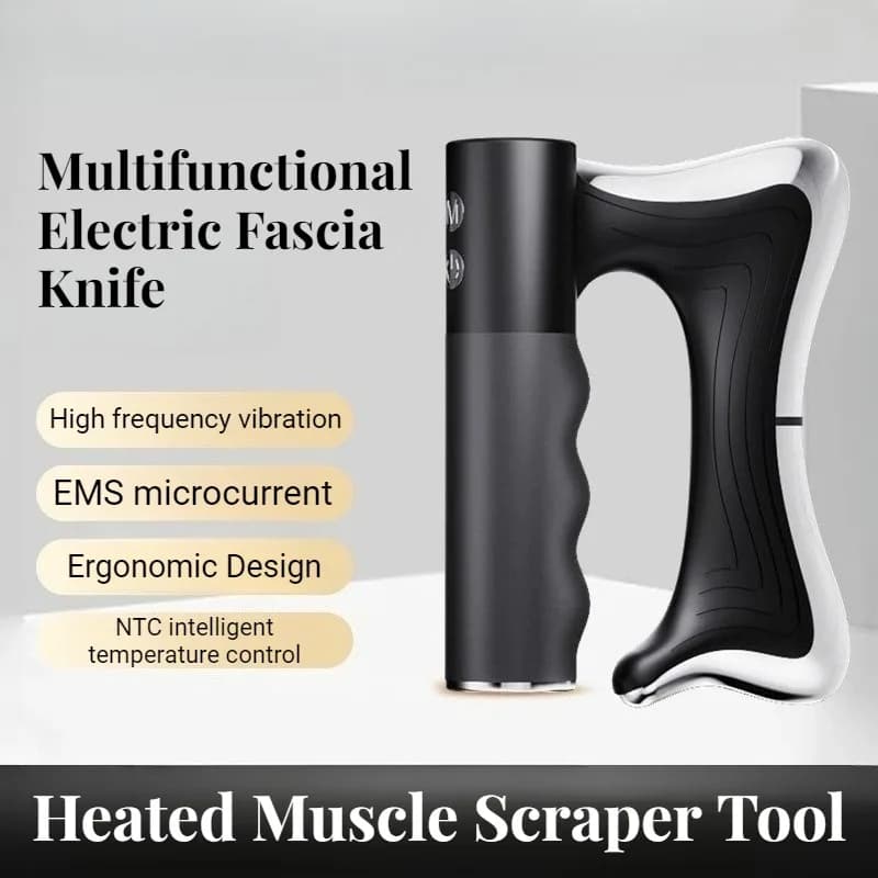 Multifunctional Electric Knife for Muscular Band with High Frequency Vibration, Thermal Therapy, EMS, Ergonomic Massage Gun