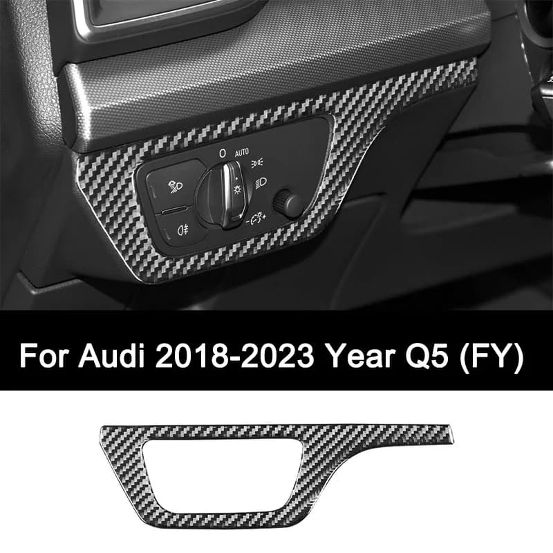 Per Audi Q5 (FY) 2018 2019 2020 2021 2022 2023 REALE In Fibra di Carbonio Auto di Controllo Faro Interruttore Adesivo Interni Accessori Auto