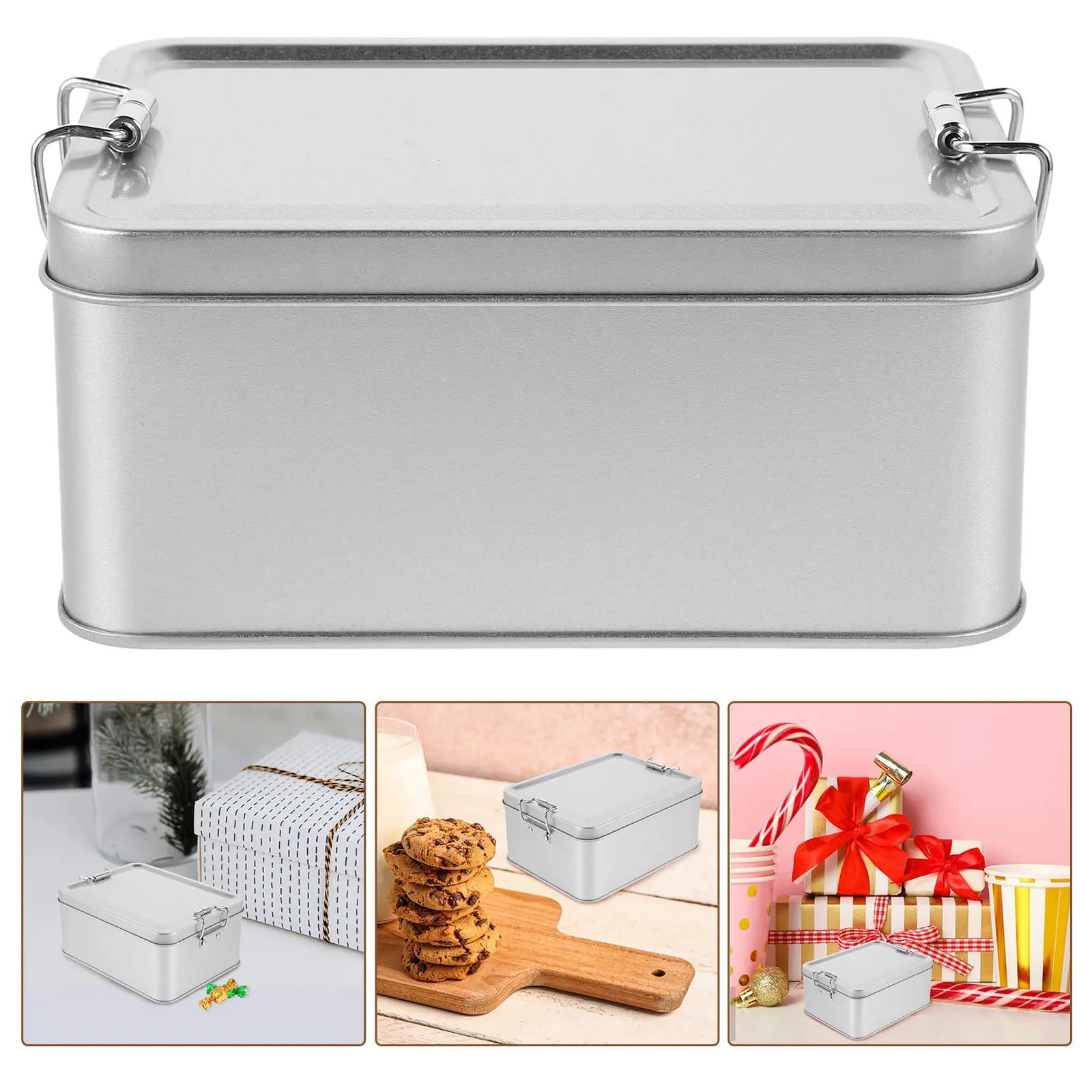 Premium Tinplate Storage Box with Lid for Nuts Grains Dried Fruits Tea Snacks Kitchen Organization Decorative Metal Container