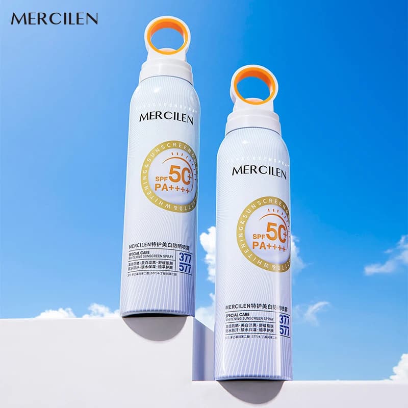 MERCILEN SPF50+ Spray Solare Leggero Idratante Non Untuoso Resistente all'Acqua Protezione UV per Uso Quotidiano all'Aperto