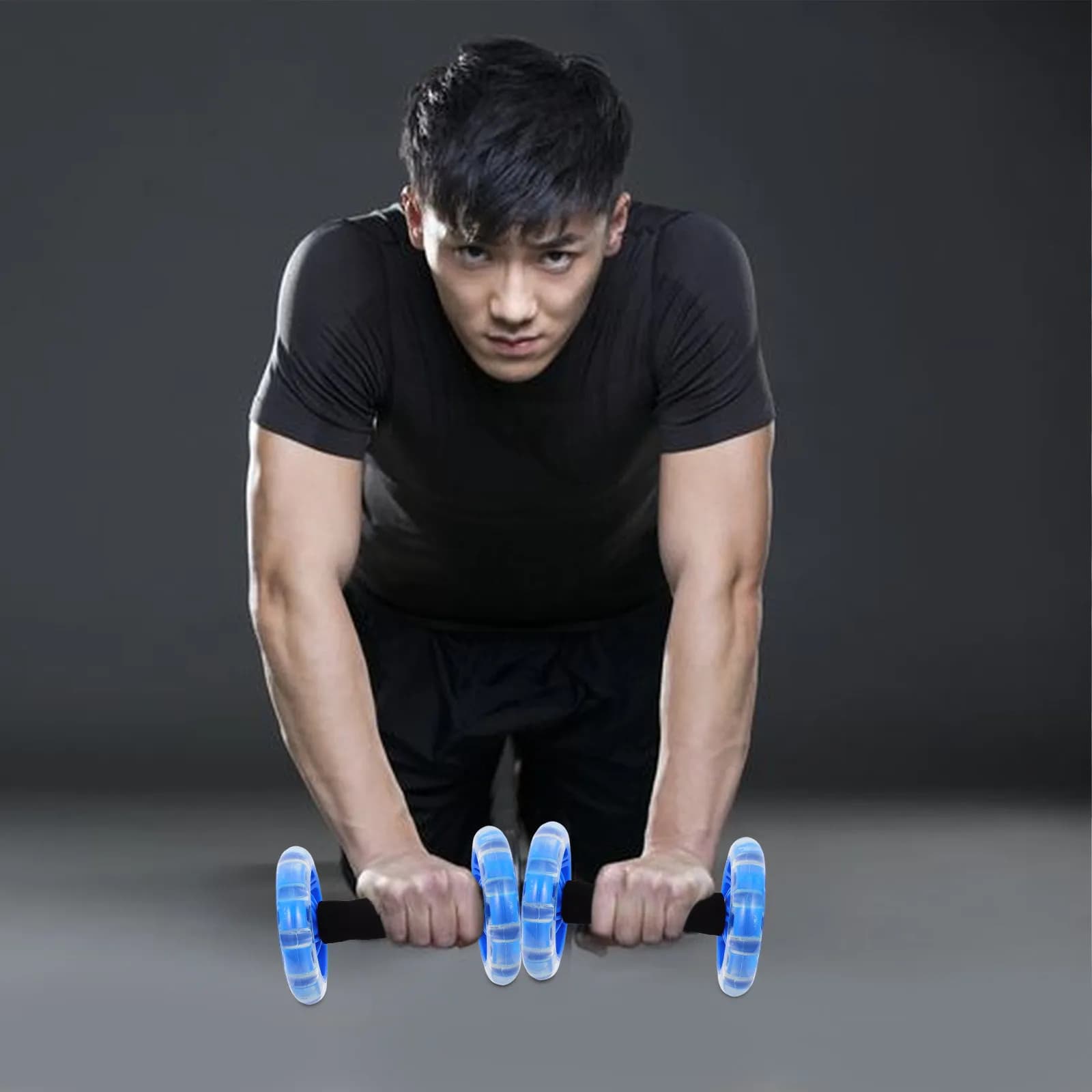 Professional Ab Roller Fitness Device for ABS Core Training Weight Loss Muscle Building Stability Non Slip Grip Blue