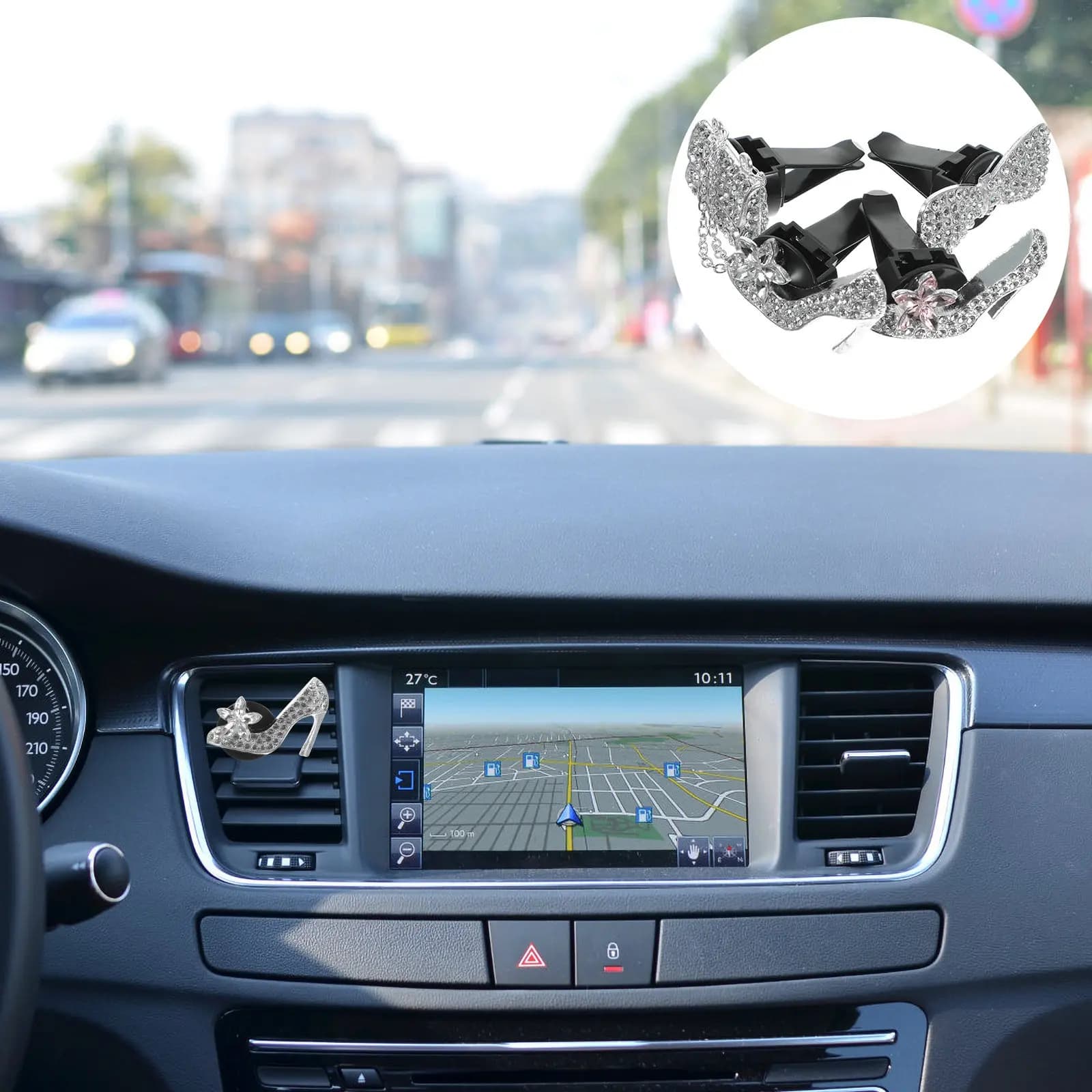 4 Pieces Elegant Air Clip Conditioned Auto with Crystals Luccicants, Car Deodorant, Interior Accessories, Gift for Women and Men