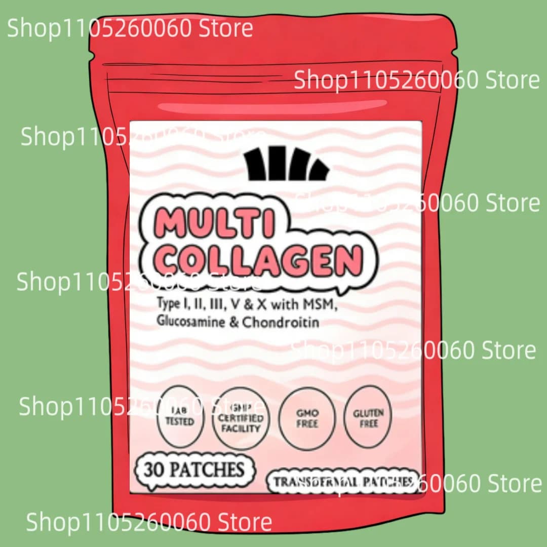 Multi-collagen Peptides Transdermal Patches Types I, Ii, Ii, V & X, Supports Healthy Skin And Nails, Gut Health 30 Patches