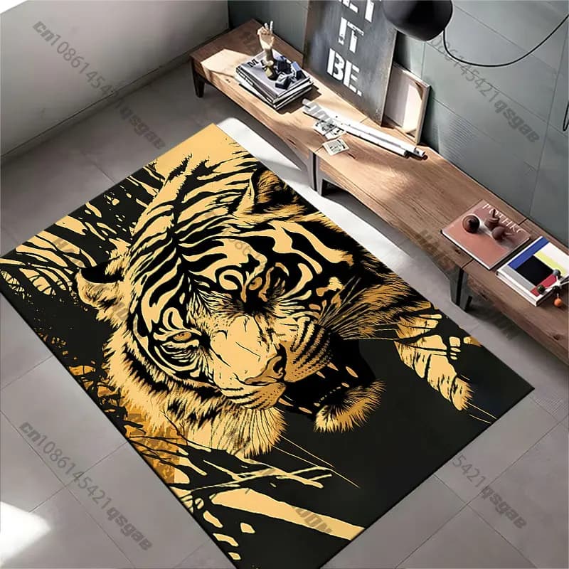 Tappeto con tigre selvaggia nella foresta, tappeto da yoga, decorazione per soggiorno, tappetino per bambini, tappetino per gattonare, tappeto per area gioco