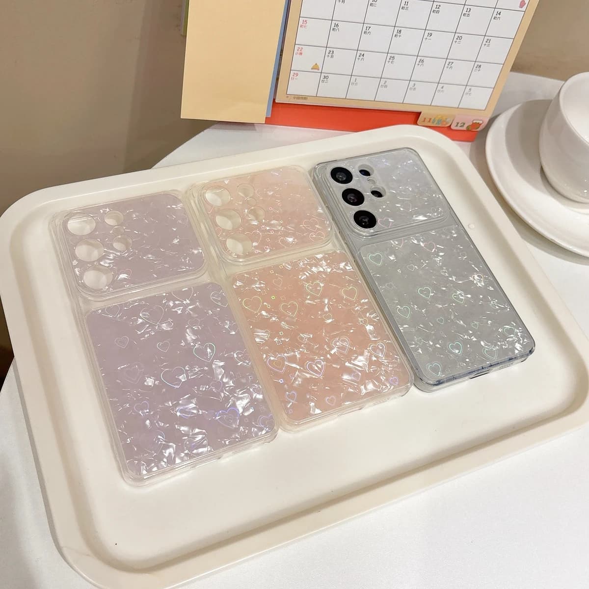 Gradient Glitter Bling Laser Love Heart Phone Case For Samung Galaxy A13 A23 A33 A53 A32 4G A52 A52S A04S 5G Shell Pattern Cover