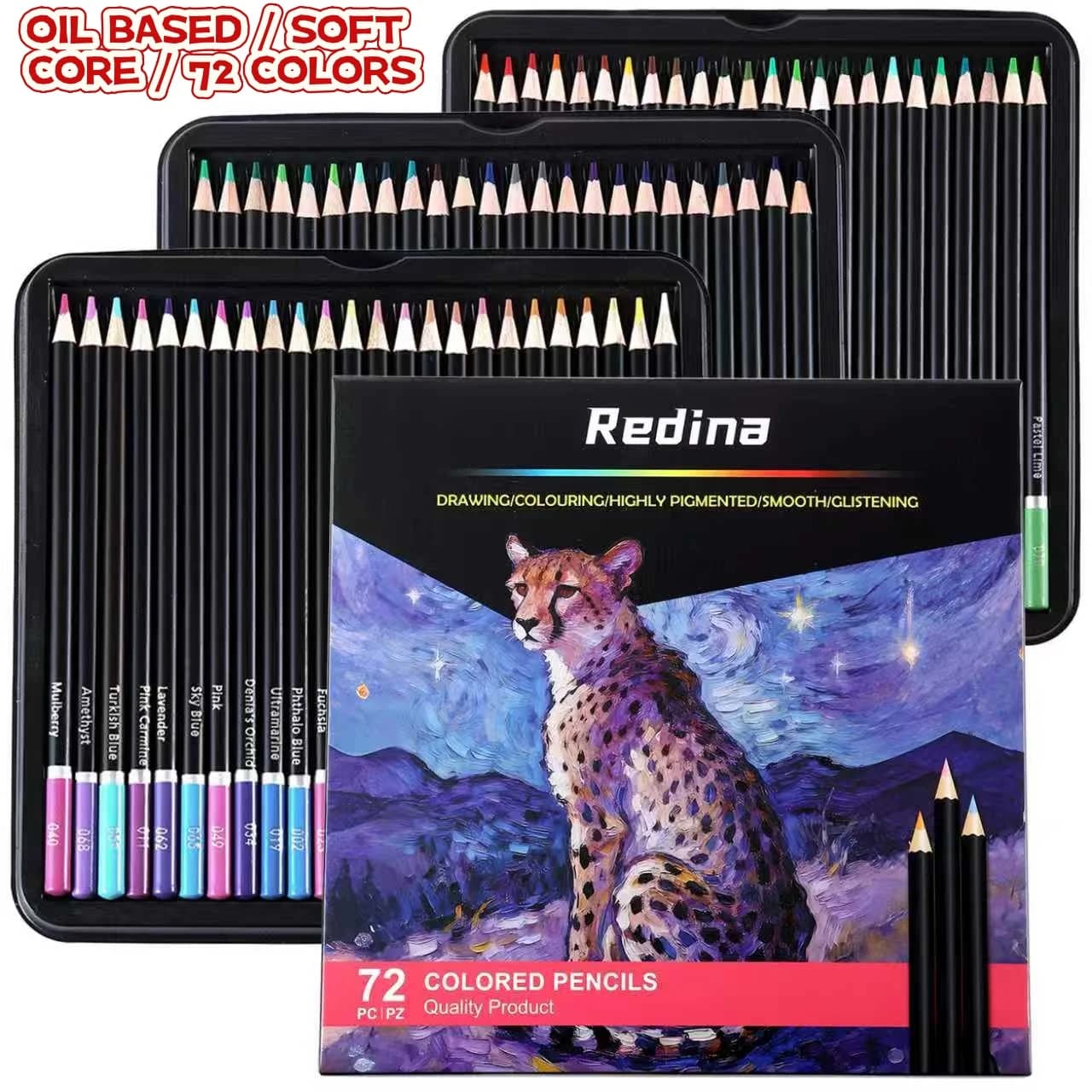 Set di matite colorate premium da 72 pezzi, mina morbida a base di cera, sfumatura e stratificazione uniformi, matite da disegno vibranti di qualità artistica