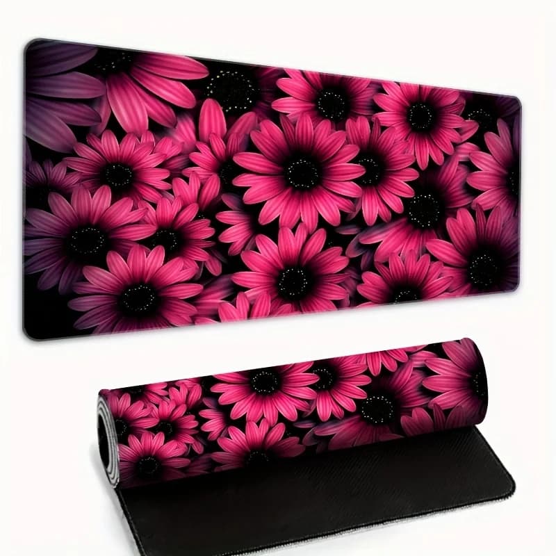 Tappetino per Mouse da Gaming Esteso con Fiori Rosa Intenso, Grande Tappetino Antiscivolo in Gomma per Scrivania PC e Ufficio