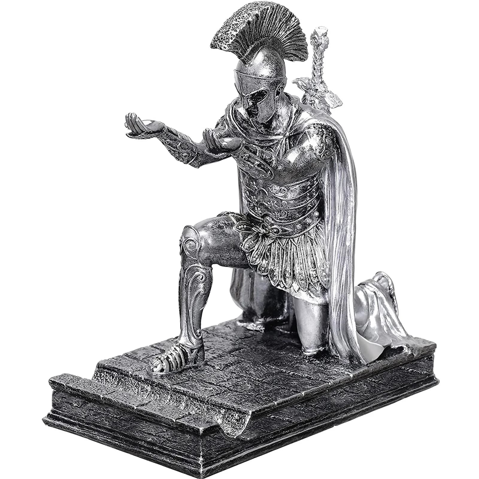 Desktop Ornament Knight Pen Holder Cool Desk Accessories Roman Commander Kneeling Pencil Holders Finish Statue With Sword Holder