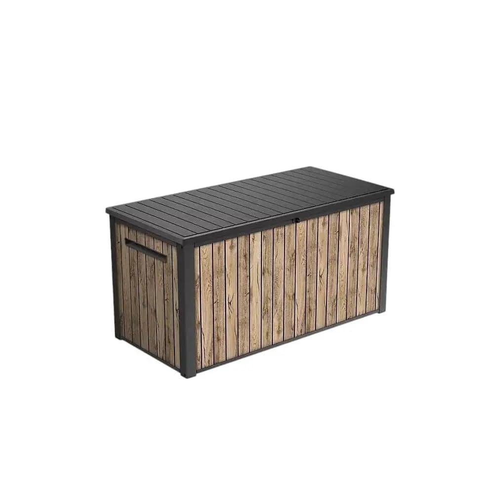 Contenitore portaoggetti, contenitore in resina effetto legno, contenitore per interni ed esterni, marrone frassino 170 galloni