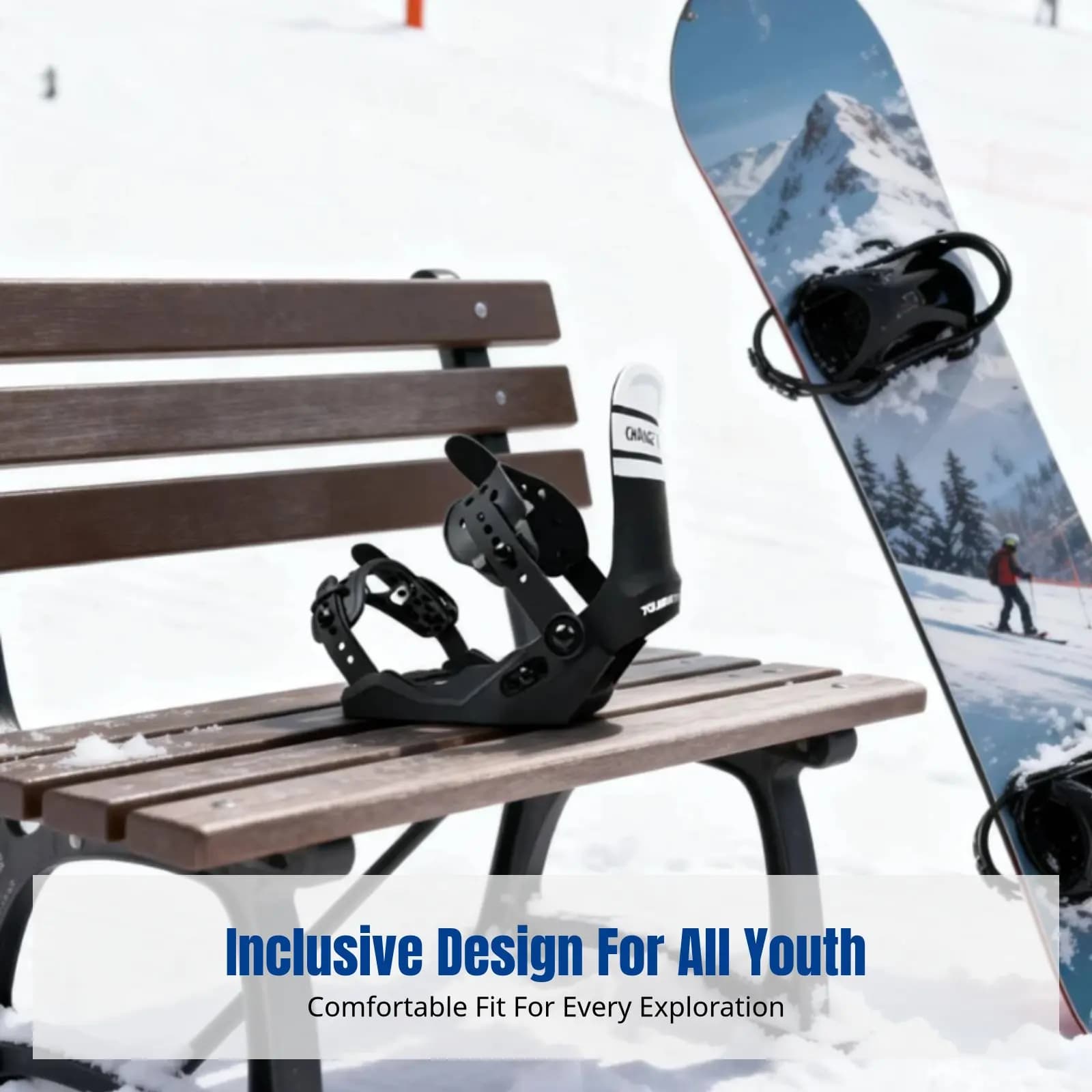 Attacco per Snowboard per Bambini, Regolabile per Ragazzi e Ragazze, Cinghie in Schiuma e Pelle, Extra Small, Attrezzatura per Snowboard Giovanile