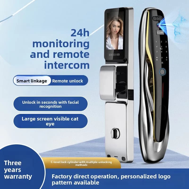 Electronic Smart Lock with Surveillance Camera Fingerprint Facial Recognition Door Smart Password Lock