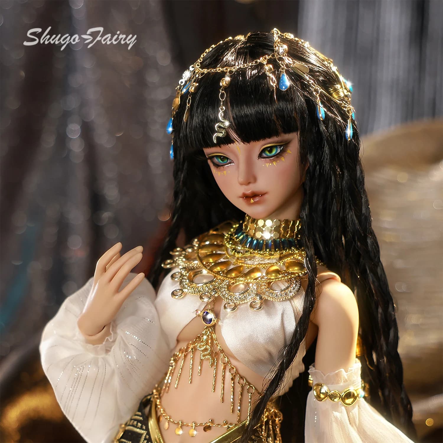 Snake B Set completo BJD 1/4 con occhi di serpente egiziano - Dea del serpente umanoide Uraeus e was-scepter fatto a mano Ispirazione antica ShugaFairy