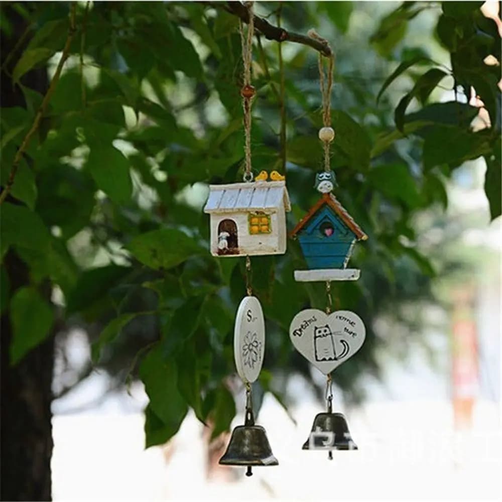 Birdhouse DIY Landscape Pastoral Style Decor Wind Chimes Home Garden Baby Gift Hanging Decoration
