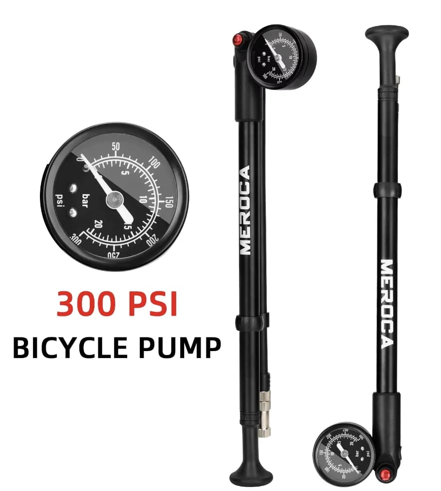 MEROCA High Pressure Shock Pump, Portable Bike Fork & Rear Shock Inflator Pump 300PSI