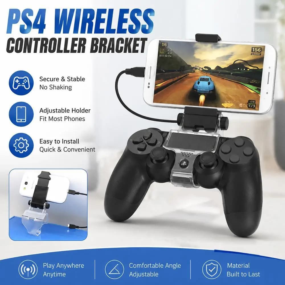 For PS4 Wireless Controller Bracket Adjustable Cell Phone Clip Gamepad Smart Holder Mount Clamp For Android iOS Gaming