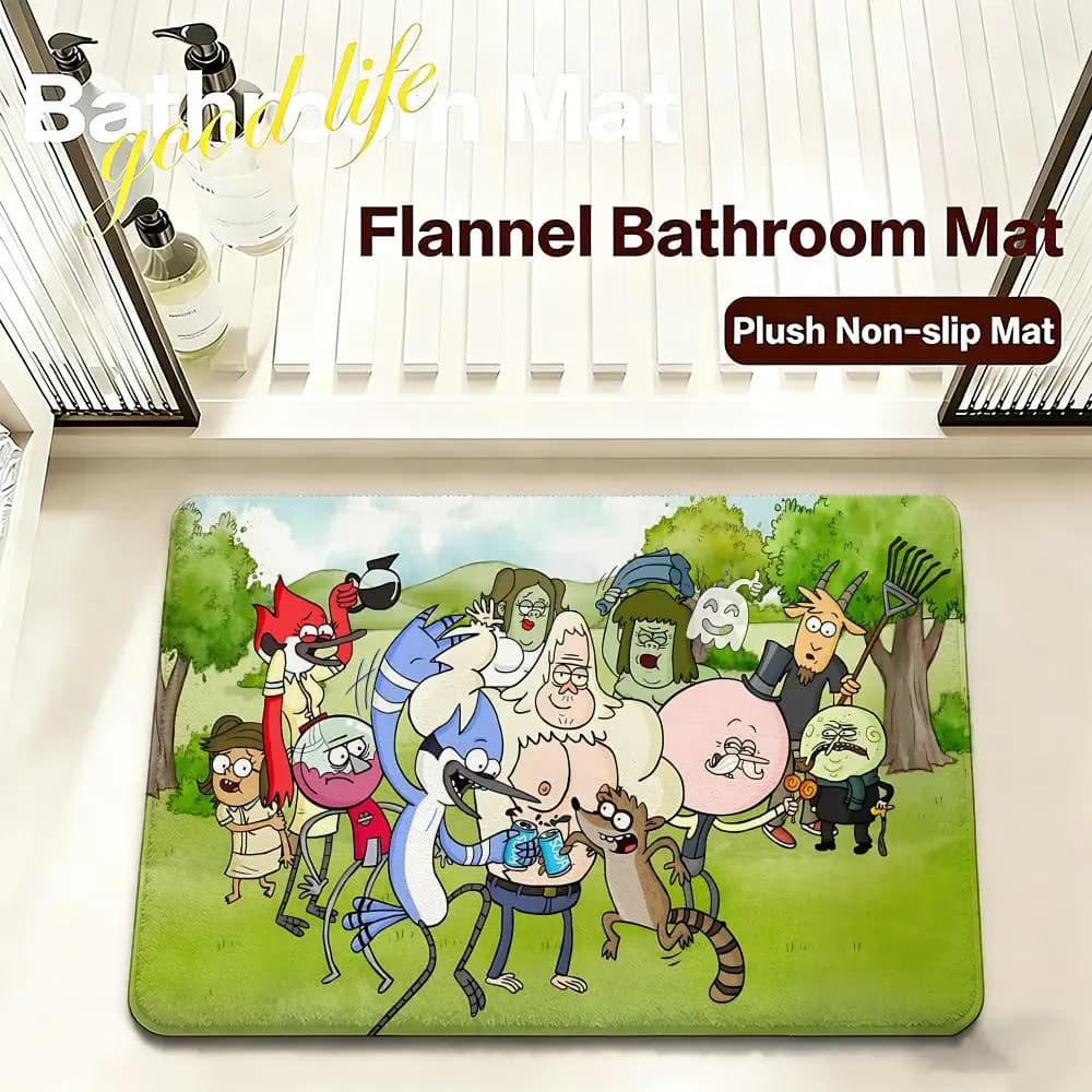 Tappetino da bagno in flanella Joyful R-Regular ShowS, ad asciugatura rapida, antiscivolo, morbido, resistente, per ingresso e bagno